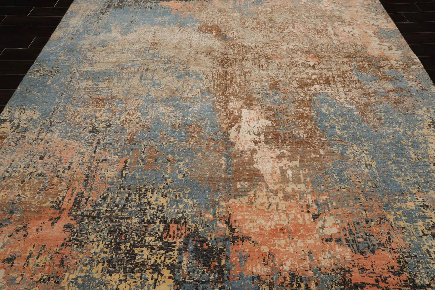 8x10 Celadon, Peach Hand Knotted 100% Wool Sherpa Design Tibetan Oriental Area Rug