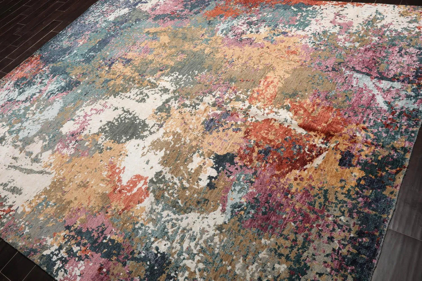 8’ x 10’ Hand Knotted Wool & Silk Tibetan Sherpa Oriental Area Rug Beige