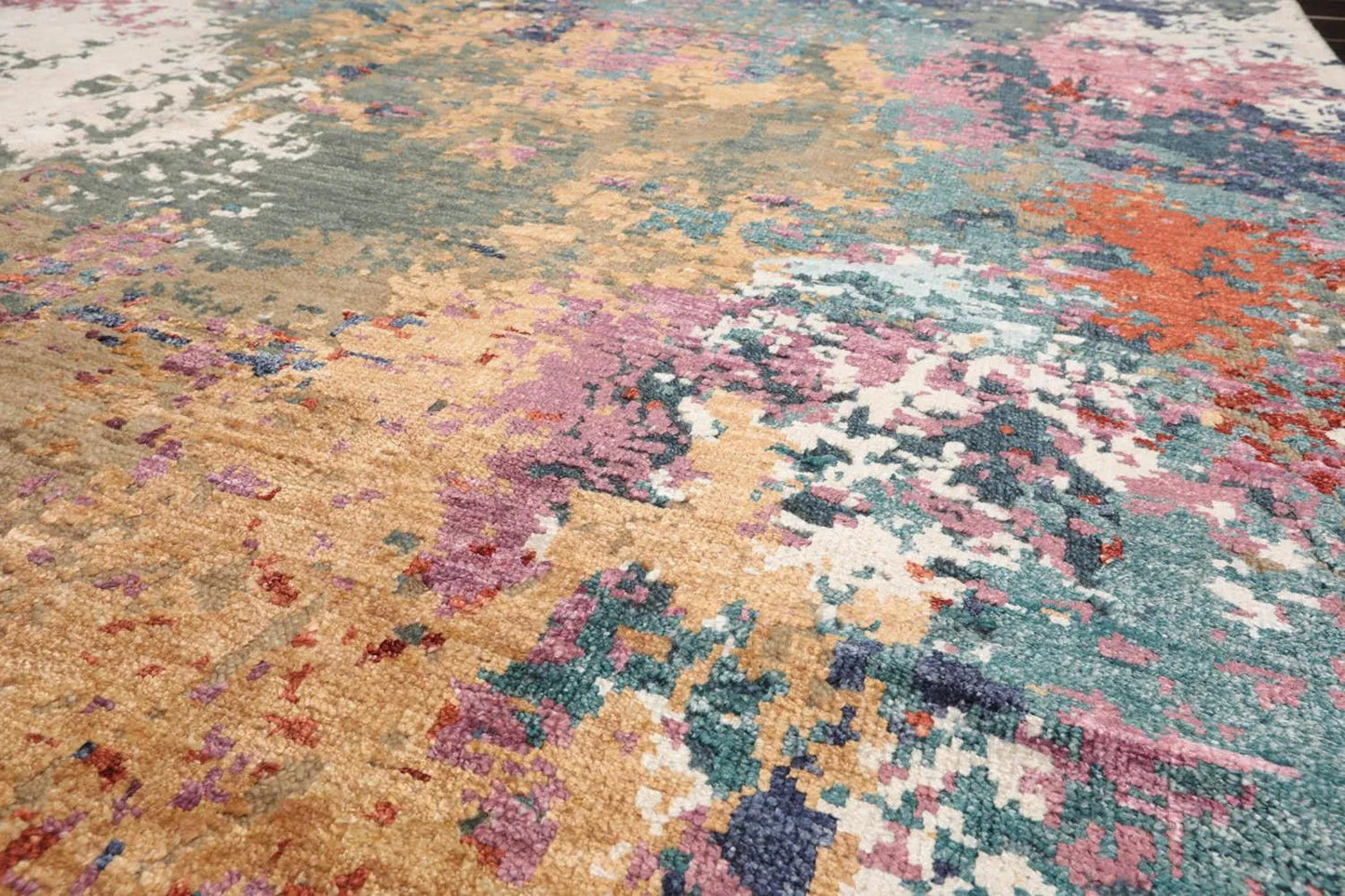 8’ x 10’ Hand Knotted Wool & Silk Tibetan Sherpa Oriental Area Rug Beige