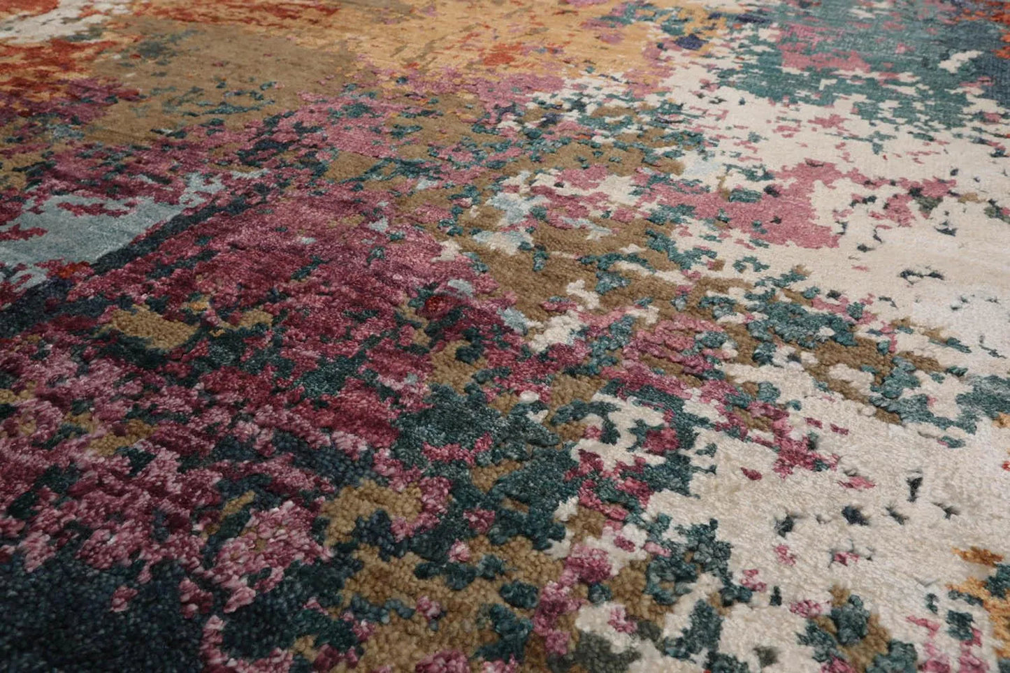 8’ x 10’ Hand Knotted Wool & Silk Tibetan Sherpa Oriental Area Rug Beige