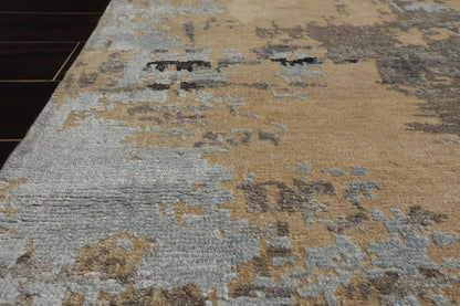 8x10 Beige Hand Knotted Modern Tibetan Abstract Wool Oriental Area Rug