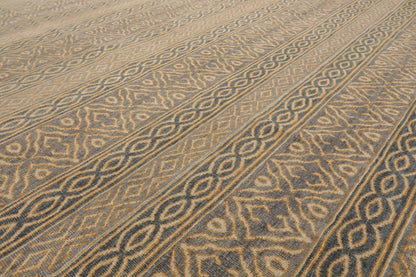 LoomBloom 8'x10' Beige Hand Knotted Contemporary Tibetan High End Designer 250 KPSI  Wool Oriental Area Rug