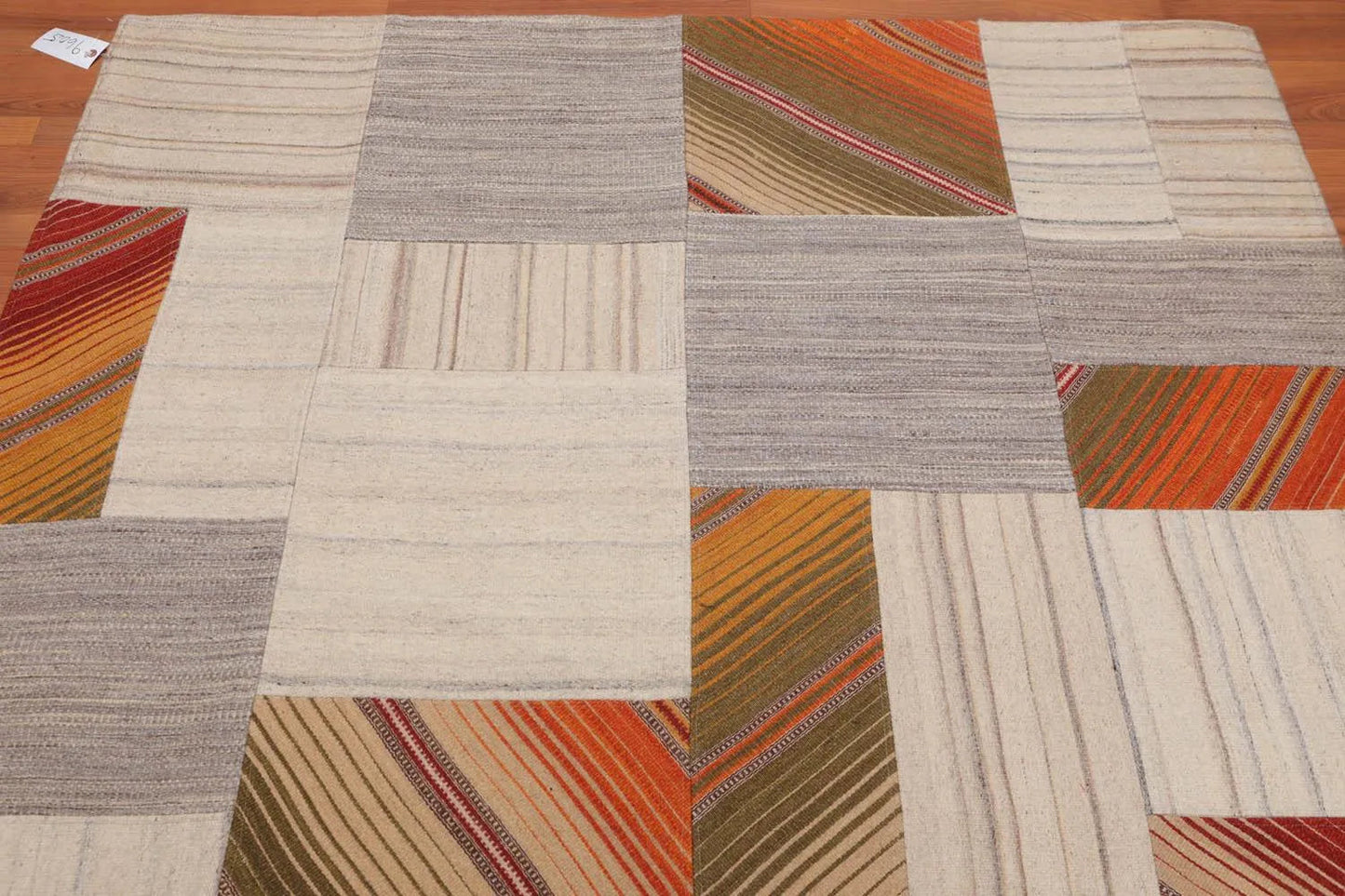 5' x 8' Hand Woven 100% Wool Flatweave Area rug Green