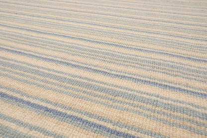 LoomBloom Multi Sizes Ivory Hand Woven Contemporary Striped 100% New Zealand Wool Oriental Area  Rug