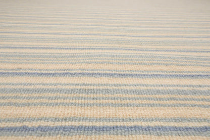 LoomBloom Multi Sizes Ivory Hand Woven Contemporary Striped 100% New Zealand Wool Oriental Area  Rug