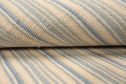 LoomBloom Multi Sizes Ivory Hand Woven Contemporary Striped 100% New Zealand Wool Oriental Area  Rug