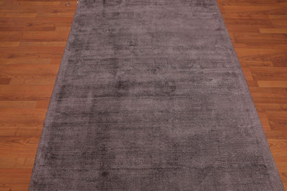 4'6x6'10" Handmade Viscose  Loop N Cut Textured Pile Oriental Area Rug Brown Color