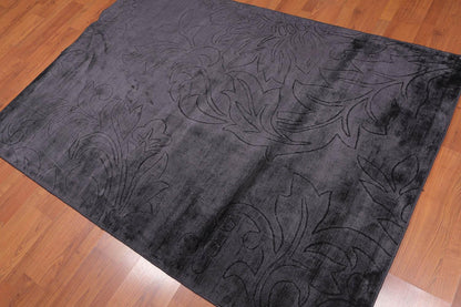 4'6" x 6’10" Handmade 100% Bamboo silk Area rug Modern Charcoal