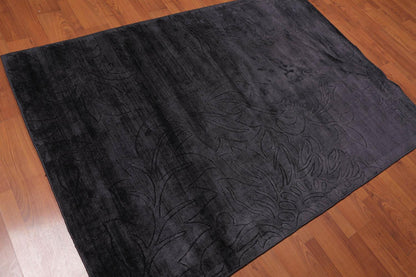 4'6" x 6’10" Handmade 100% Bamboo silk Area rug Modern Charcoal