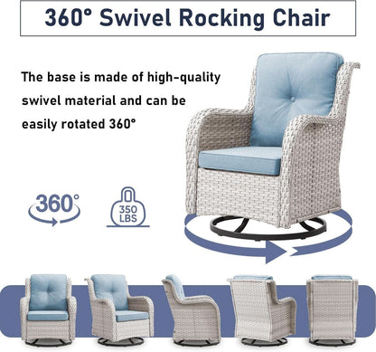 Comfortable 11 Piece Outdoor Furniture Set with Swivel Rockers