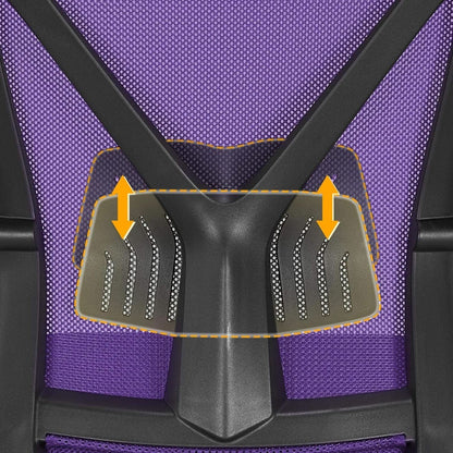Ergonomic Purple Mesh Office Desk Chair With Lumbar Support