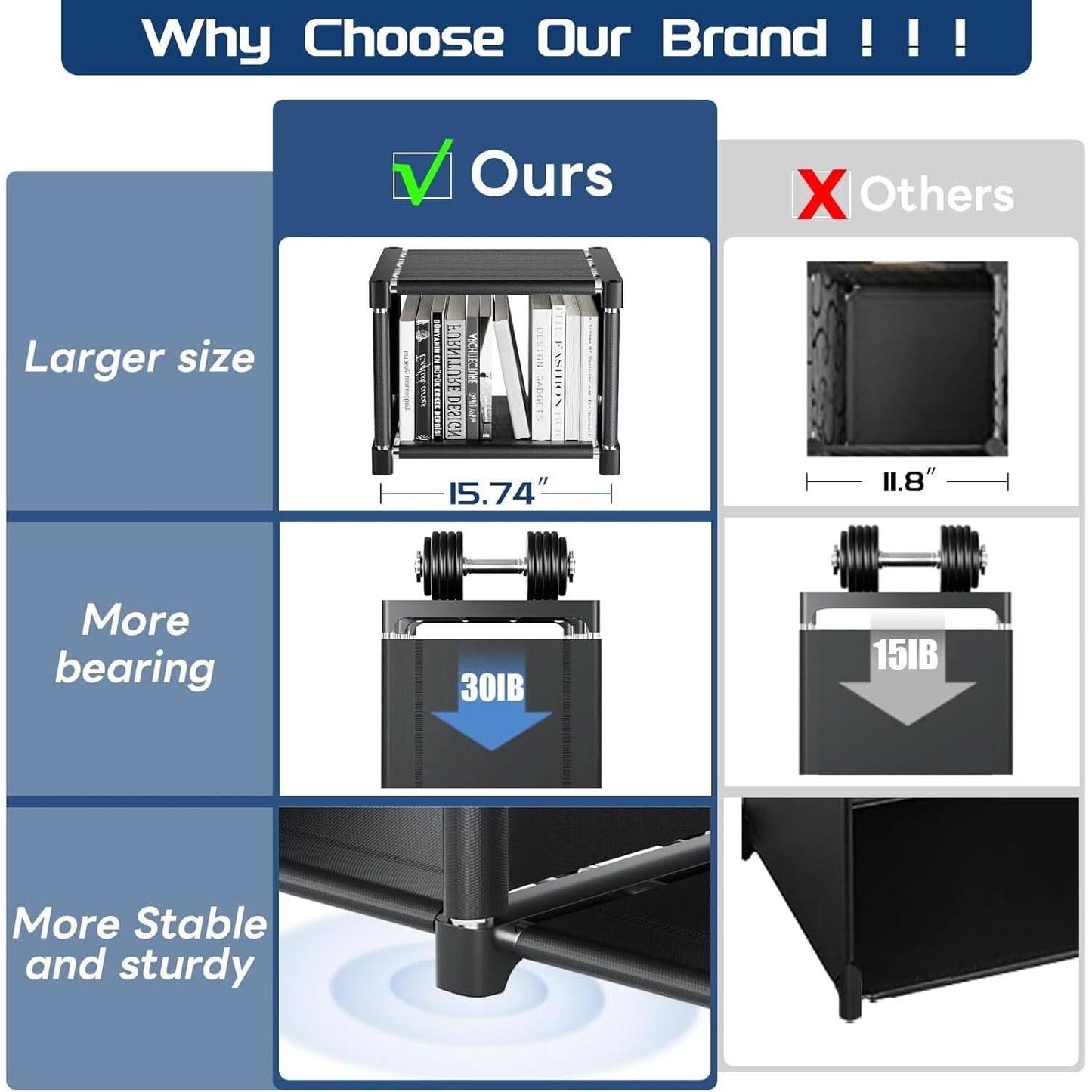 18 Cube Black Durable Bookcase With Storage Organizer