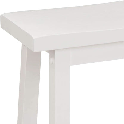 Solid Wood Saddle Seat Counter Height Bar Stool White 24 Inch Set Of 2