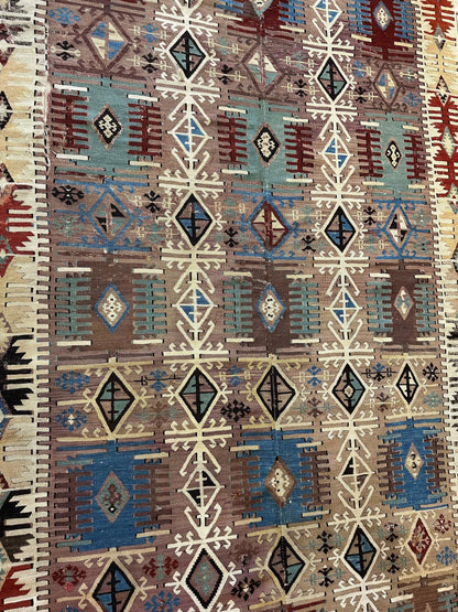 Reyhanli Anatolian 19th C Antique One Of A Kind Kilim Rug 5’ x 8’3”