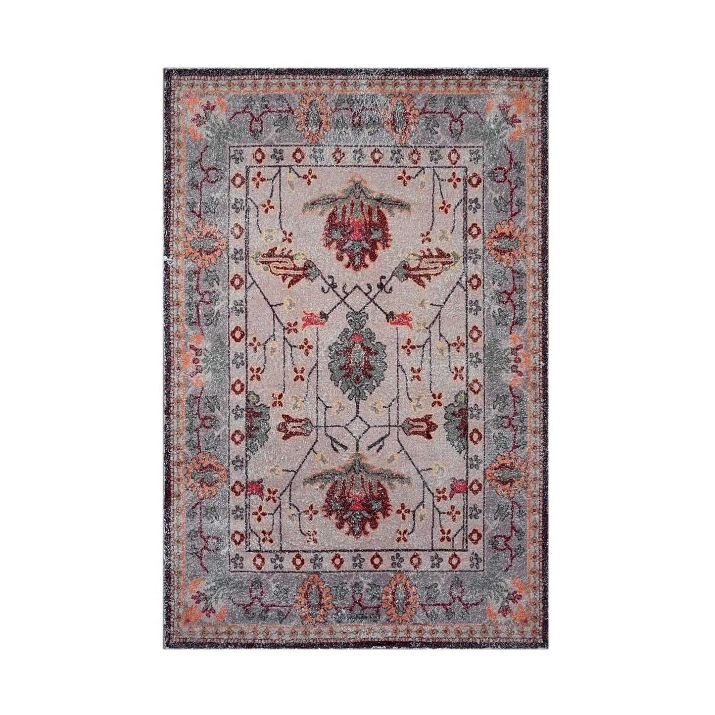 Multi Size Peach, Gray Handmade Hand-Woven Traditional Polyester Oriental Area Rug
