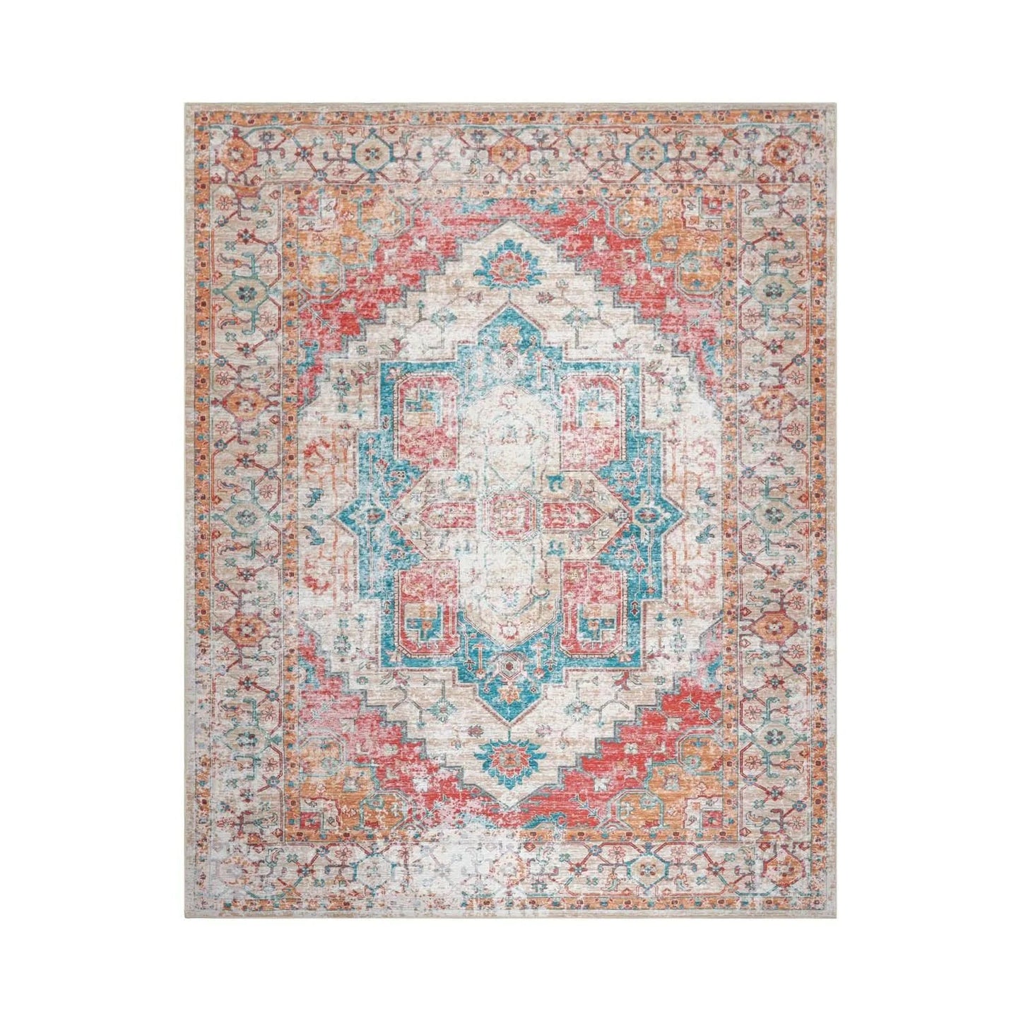 LoomBloom Multi Sizes Beige Machine Made Traditional Medallion Flatweave Polyester Oriental Area Rug