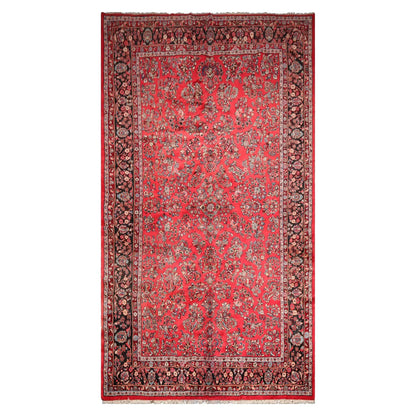8'10''x16'3'' Oversize Coral Hand Knotted Traditional Heriz Medallion Wool Oriental Area Rug