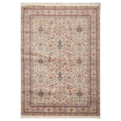 6'3" x 9'1" Hand Knotted 100% Wool Nain 16/18 Pak Persian 300 KPSI Area Rug Cream