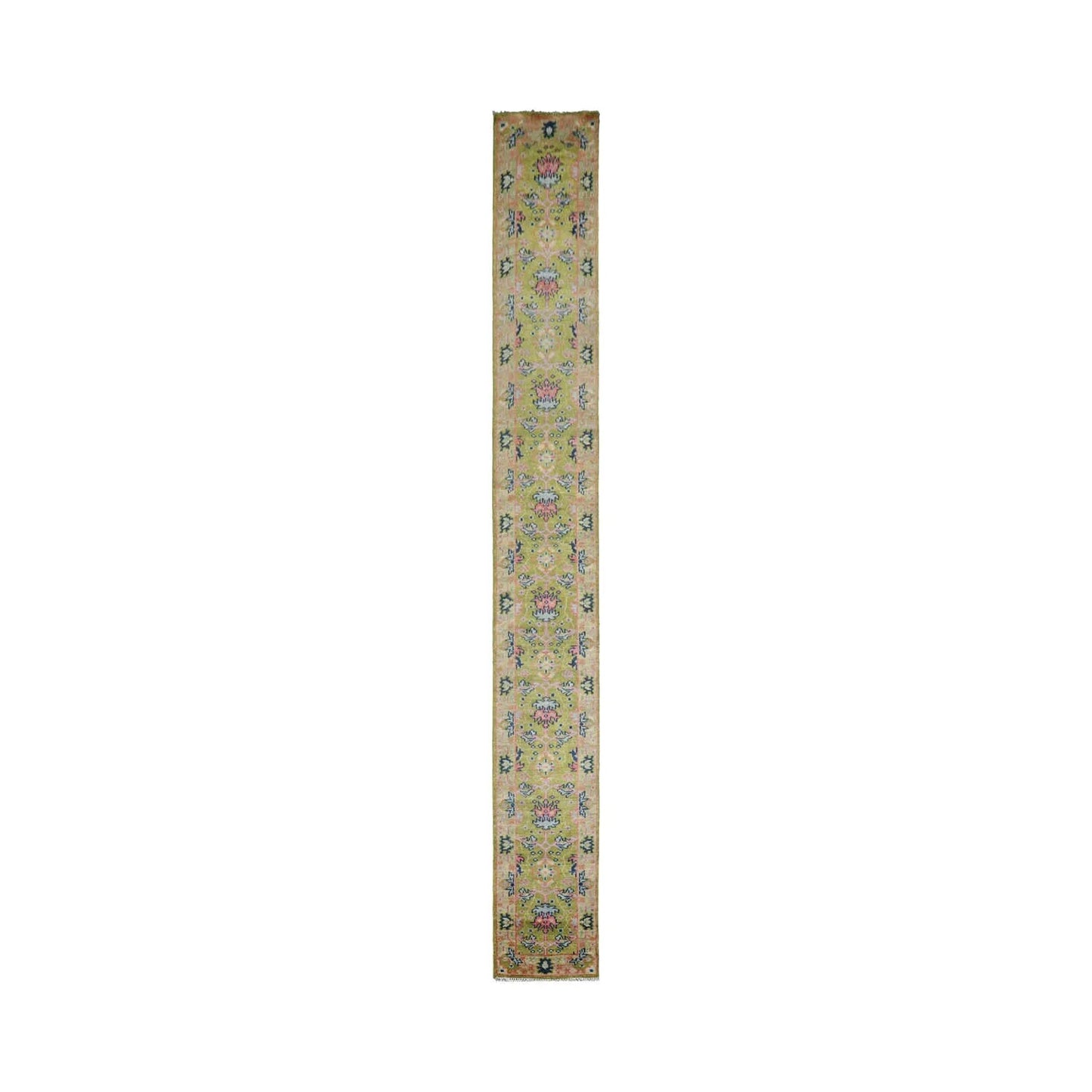 Multi Sizes Green, Pink Hand Knotted Muted Turkish Oushak 100% Wool Traditional Oriental Area Rug