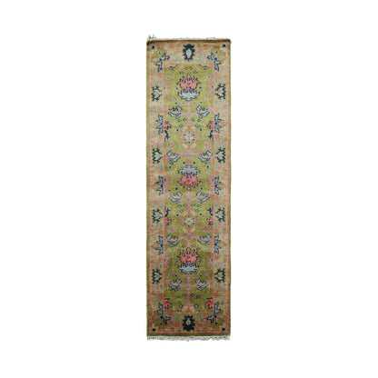 Multi Sizes Green, Pink Hand Knotted Muted Turkish Oushak 100% Wool Traditional Oriental Area Rug