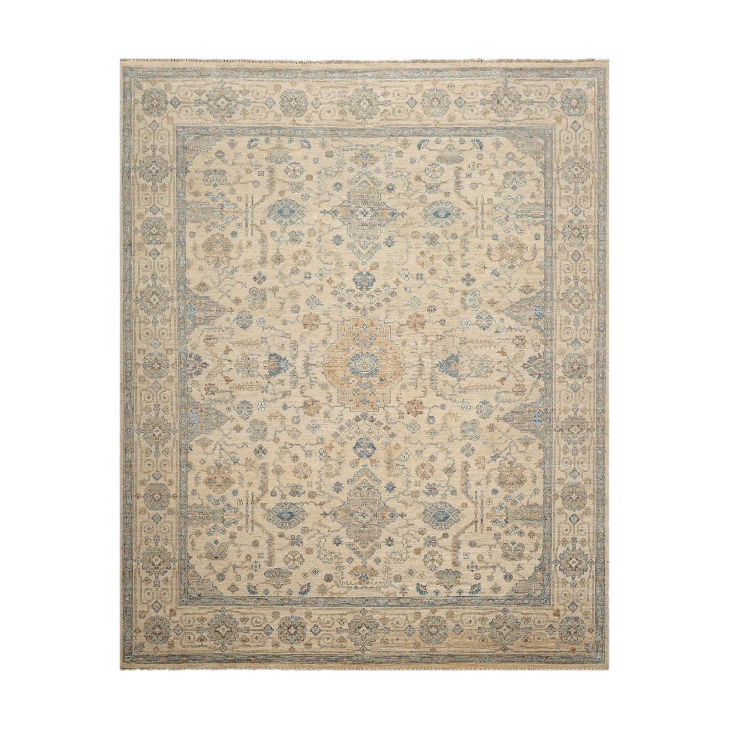 8x10 Beige Hand Knotted Traditional Wool Oriental Area Rug