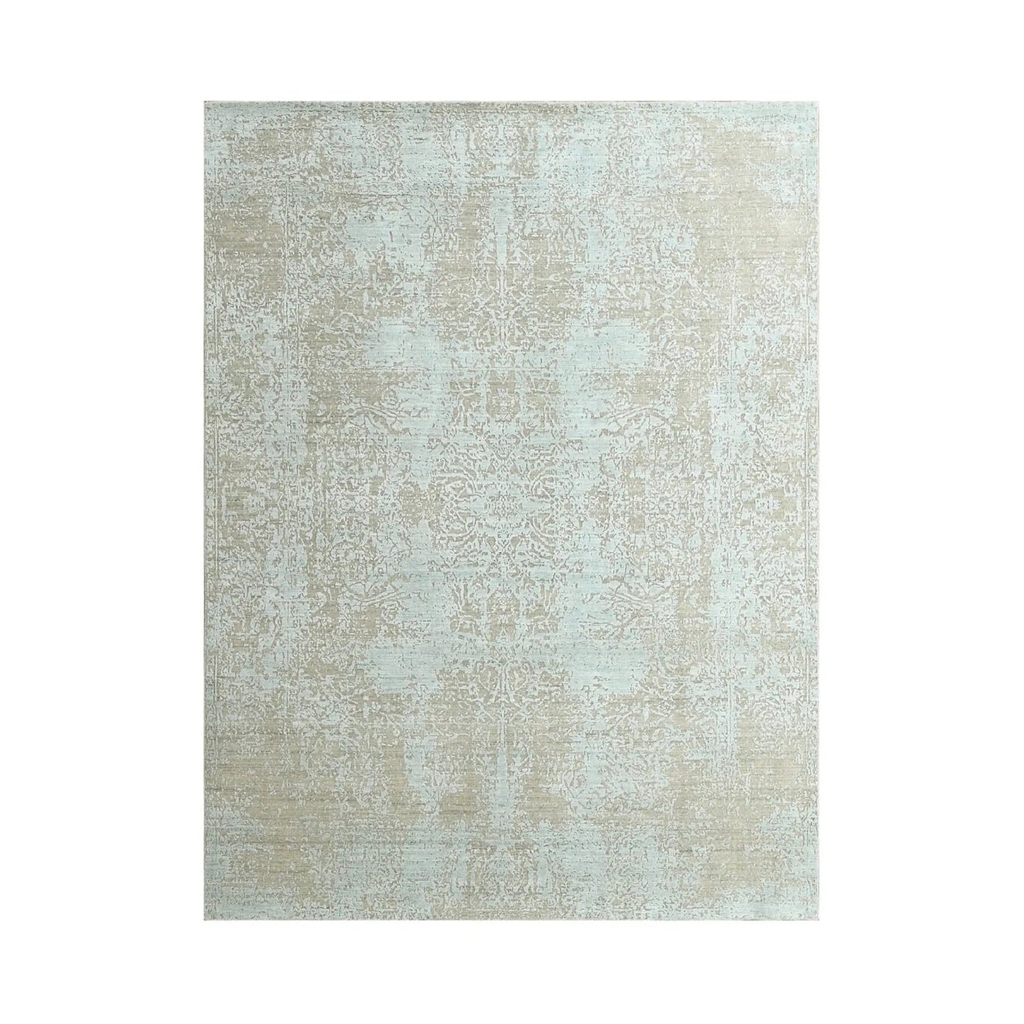 8x10 Blue, Gray Hand Knotted 100% Wool Transitional Oriental Area Rug