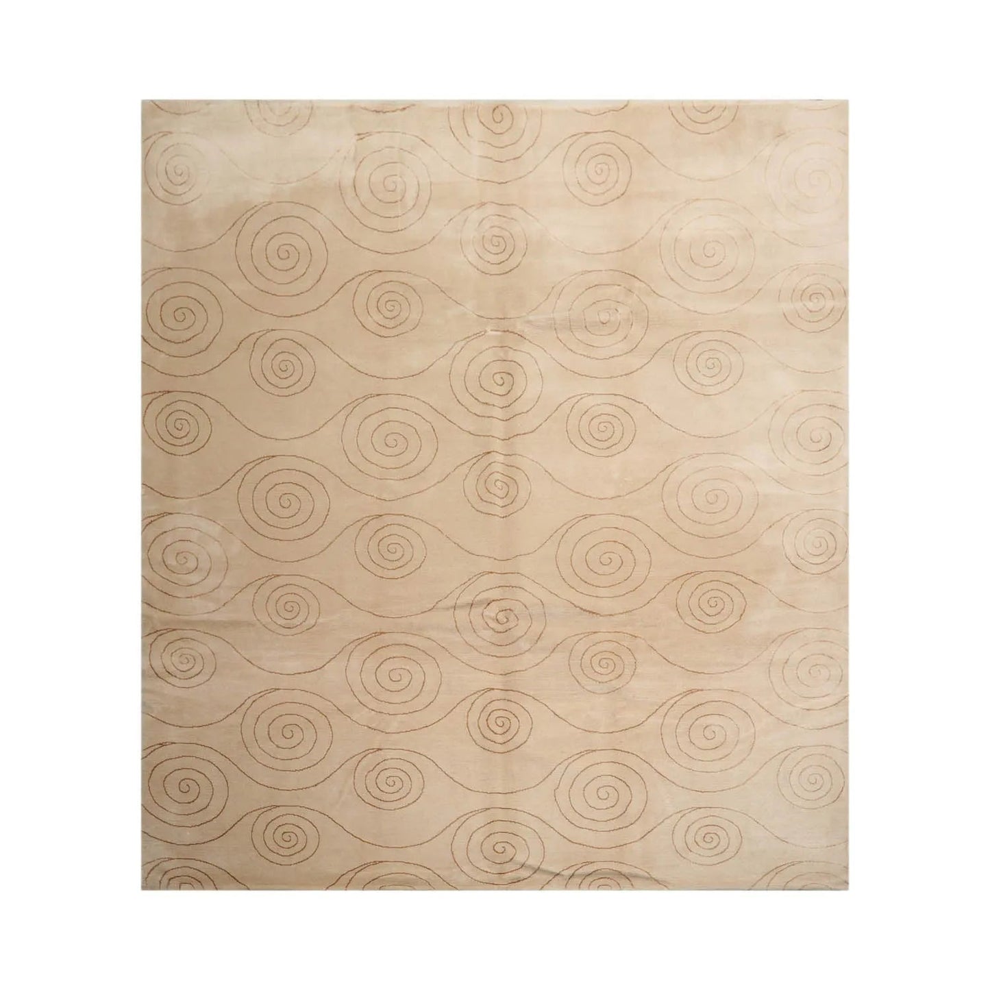 8x10 Beige,Gold Hand Knotted Tibetan Wool and Silk Tufenkian Modern & Contemporary Oriental Area Rug