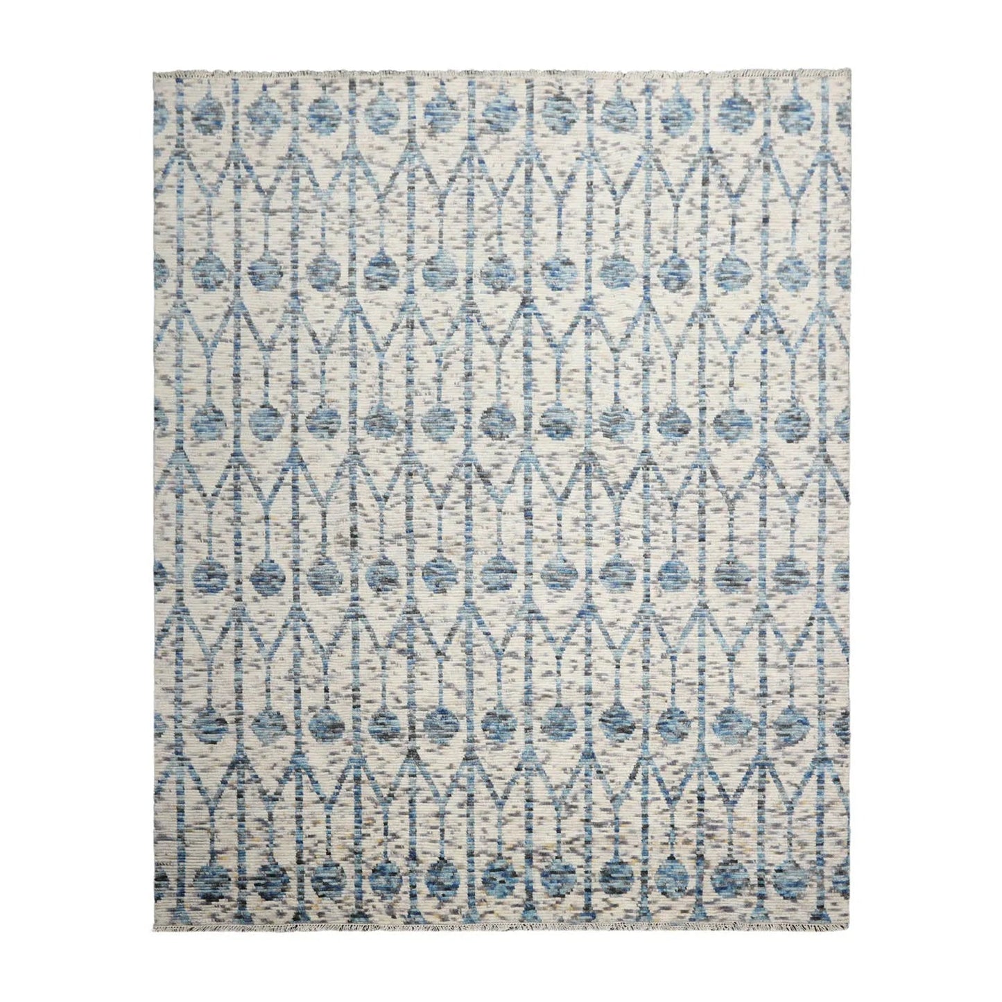 LoomBloom 8x10 White, Gray Hand Knotted Oushak 100% Wool Modern & Contemporary Oriental Area Rug Off