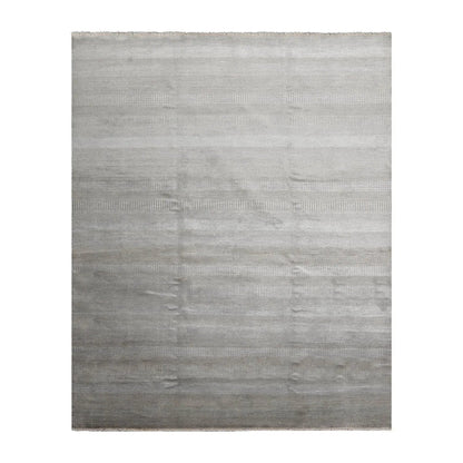 LoomBloom 8x10 Tone On Tone Gray Hand Knotted Tibetan Wool and Silk Tibetan Modern & Contemporary Oriental Area Rug