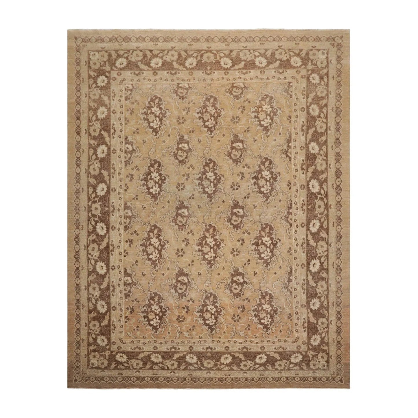 8x10 Tan, Beige Hand Knotted 100% Wool Chobi Peshawar Traditional 200 KPSI Oriental Area Rug