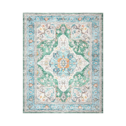 Multi size Green Machine Made Arts & Crafts Mission Style washable Polyester Oriental Area Rug