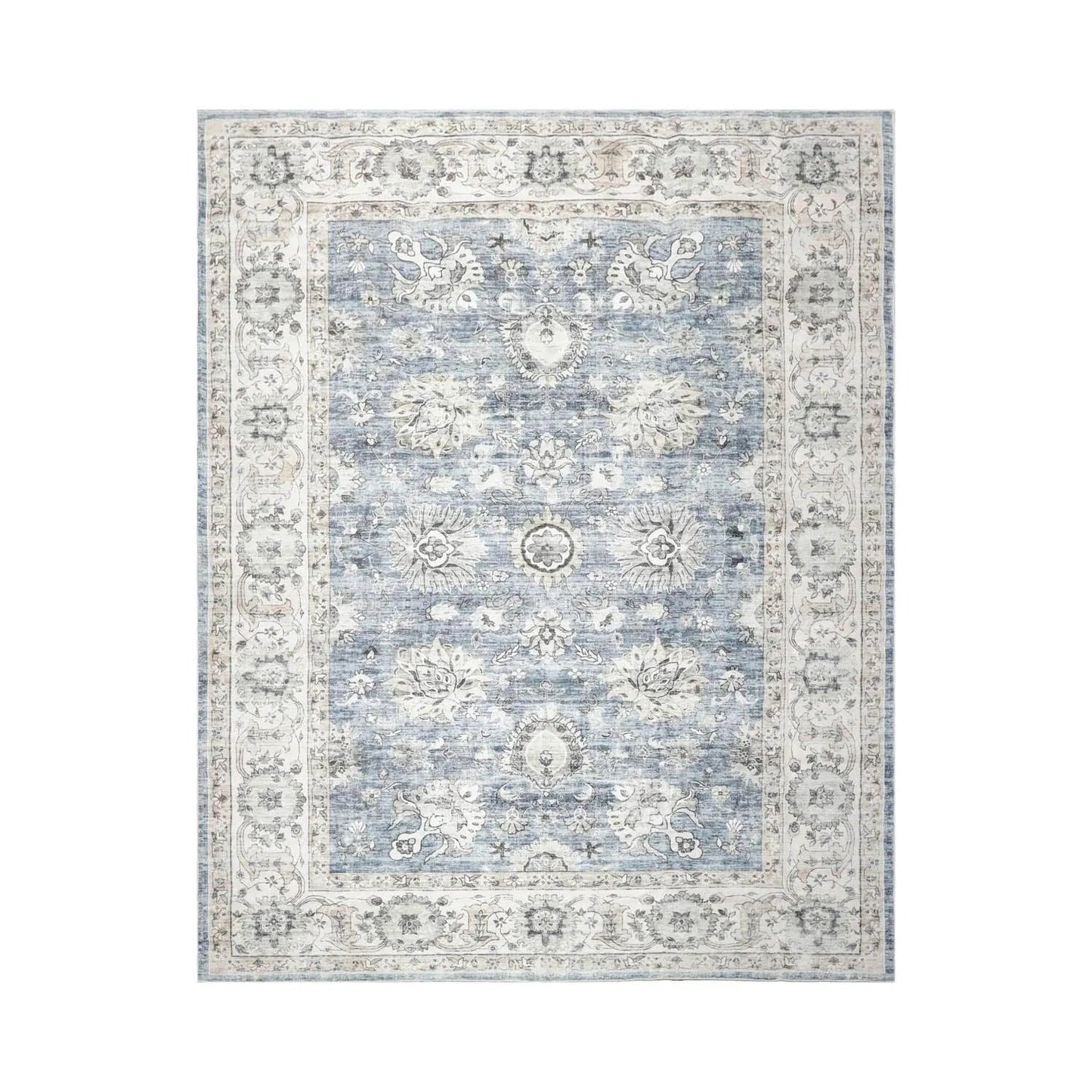 Multi Size Slate Machine Made Traditional washable Polyester Oriental Area Rug