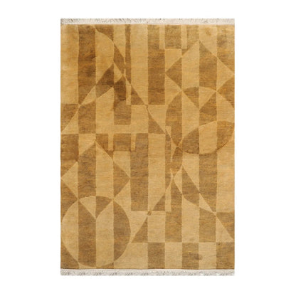 4x6 Gold Hand Knotted Tibetan Contemporary Wool Oriental Area Rug