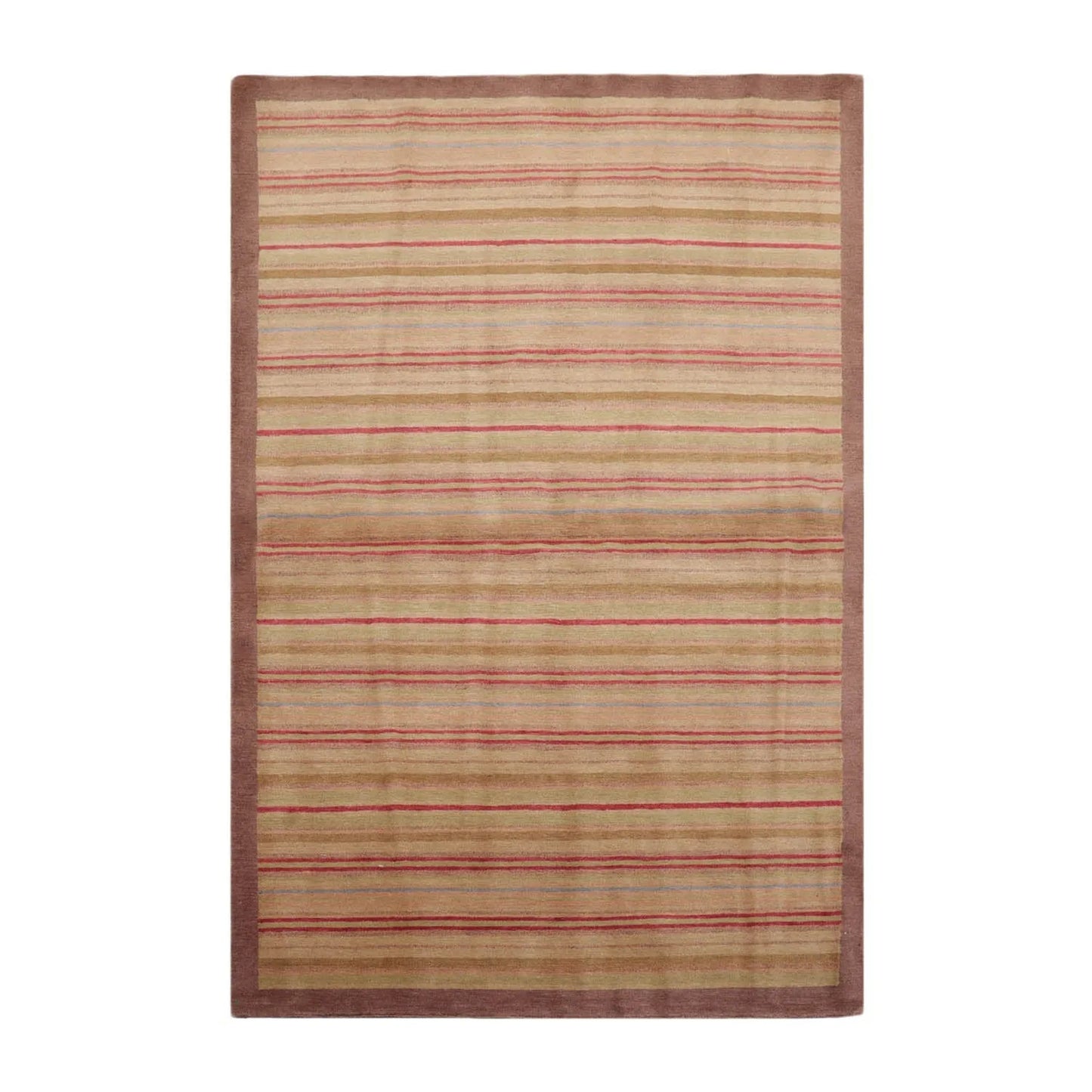 4x6 Sage Hand Knotted Tibetan Contemporary Striped Wool Oriental Area Rug
