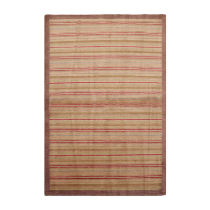 4x6 Sage Hand Knotted Tibetan Contemporary Striped Wool Oriental Area Rug