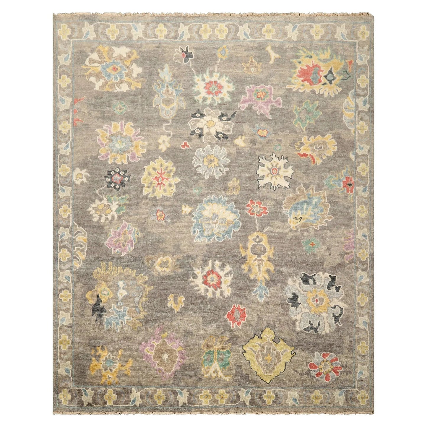 LoomBloom Multi Sizes Taupe Hand Knotted Transitional  Arts & Crafts Oushak Wool Oriental Area Rug