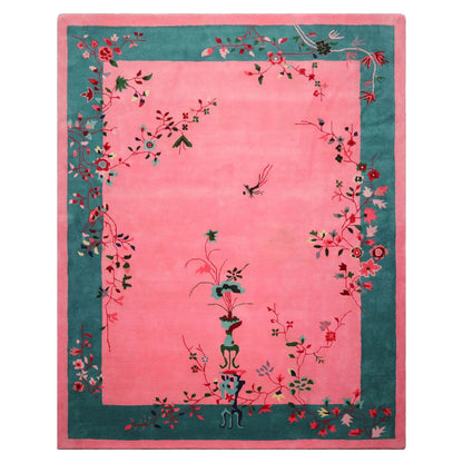 LoomBloom Multi Sizes Bubblegum Pink Hand Tufted Vase Chinese Art Deco New Zealand Wool Oriental Area Rug