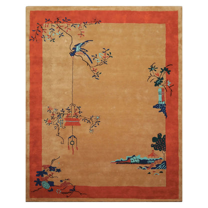 LoomBloom Multi Sizes Beige Hand Tufted  Chinese Art Deco New Zealand Wool Oriental Area Rug