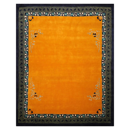 LoomBloom Multi Size Gold Hand Tufted Greek Key Chinese Art Deco New Zealand Wool Oriental Area Rug