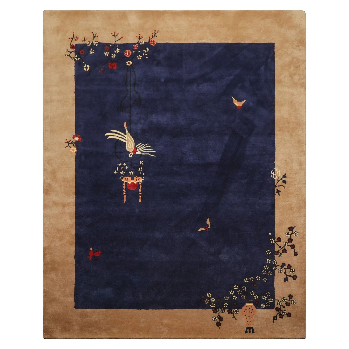 LoomBloom Multi Size Navy Hand Tufted Vase Transitional Chinese Art Deco New Zealand Wool Oriental Area Rug
