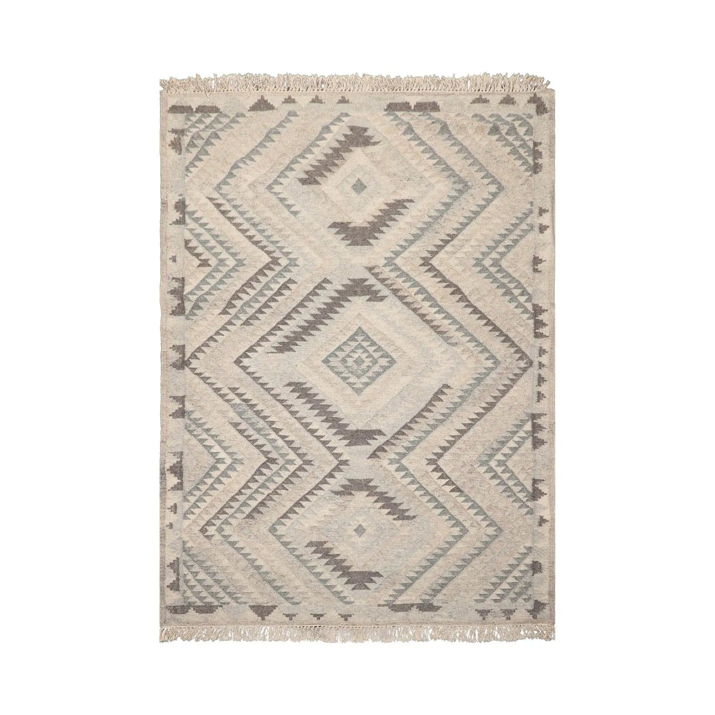 LoomBloom 5x8 Southwestern Beige Handcrafted Wool Kilim Rug