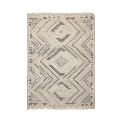 LoomBloom 5x8 Southwestern Beige Handcrafted Wool Kilim Rug