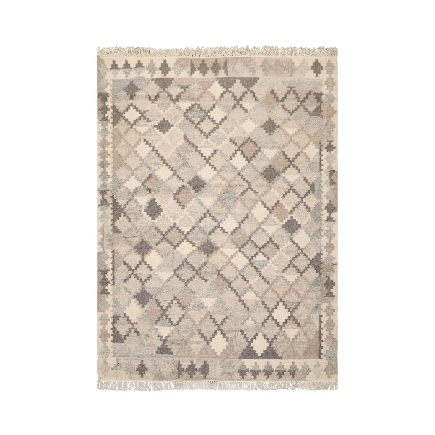LoomBloom 5x8 Southwestern Beige Handcrafted Wool Kilim Rug