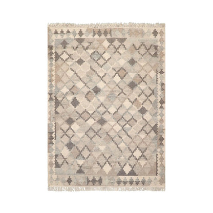 LoomBloom 5x8 Southwestern Beige Handcrafted Wool Kilim Rug