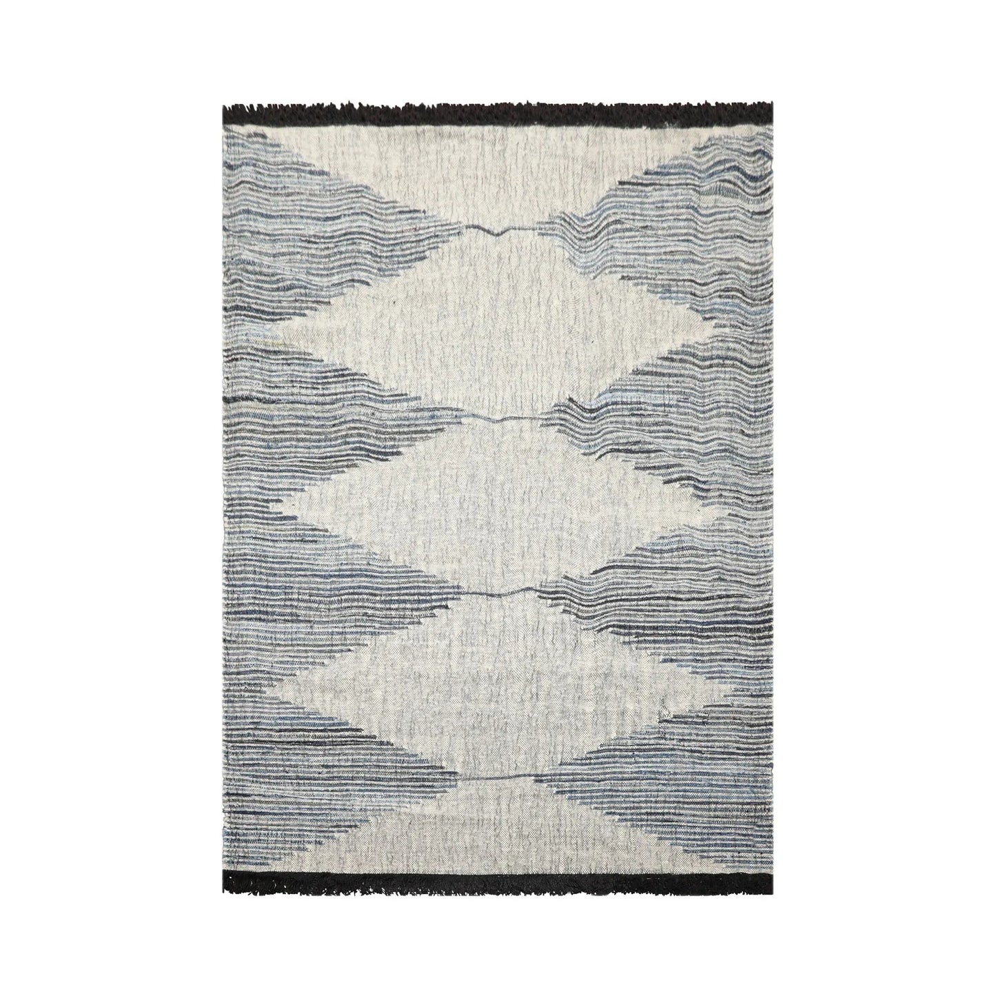 LoomBloom Geometric Kilim Wool Ivory Hand-Woven 5x8 Area Rug