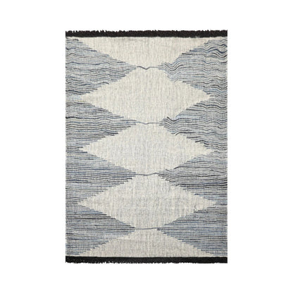 LoomBloom Geometric Kilim Wool Ivory Hand-Woven 5x8 Area Rug