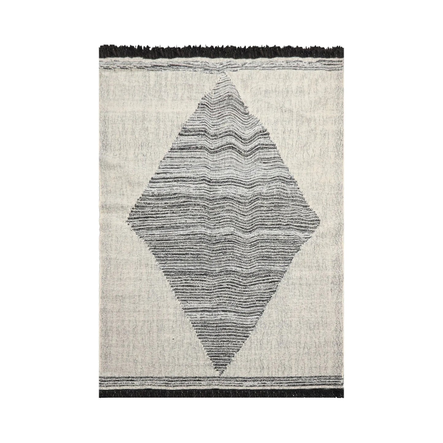 LoomBloom Geometric Kilim Wool Ivory Hand-Woven 5x8 Area Rug