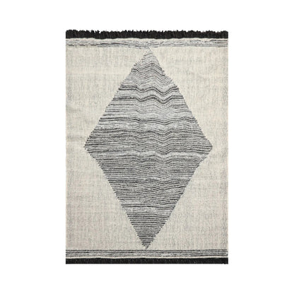 LoomBloom Geometric Kilim Wool Ivory Hand-Woven 5x8 Area Rug