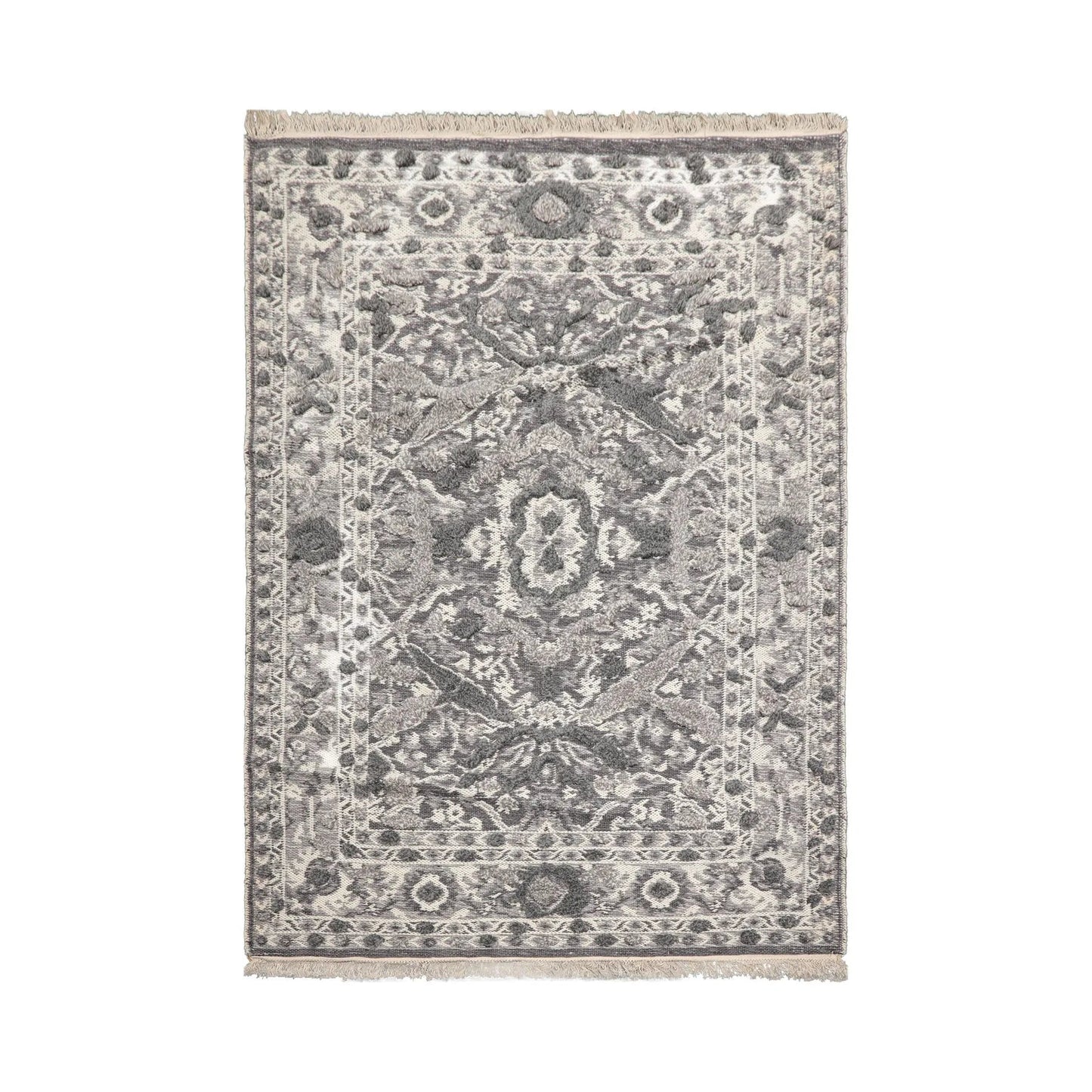 LoomBloom White Oriental Area Rug 5x8 Hand Woven Traditional Kilim Wool
