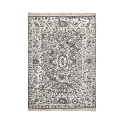LoomBloom White Oriental Area Rug 5x8 Hand Woven Traditional Kilim Wool
